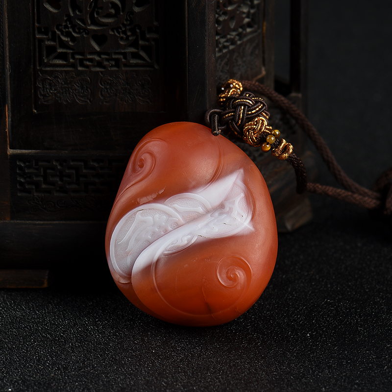 保山天然红白料南红挂件 - 红掌柜