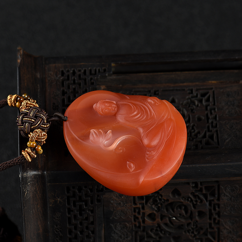 天然红白料南红挂件 - 红掌柜