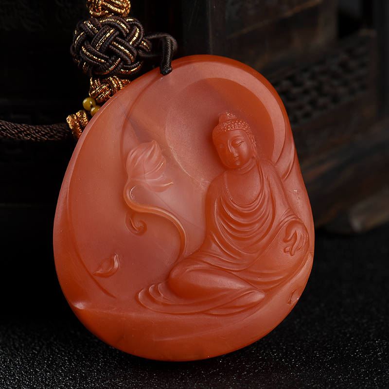 保山红白料南红吊坠 - 红掌柜