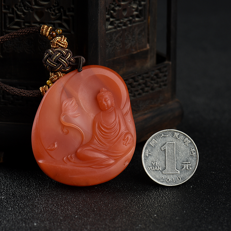 天然红白料南红挂件 - 红掌柜