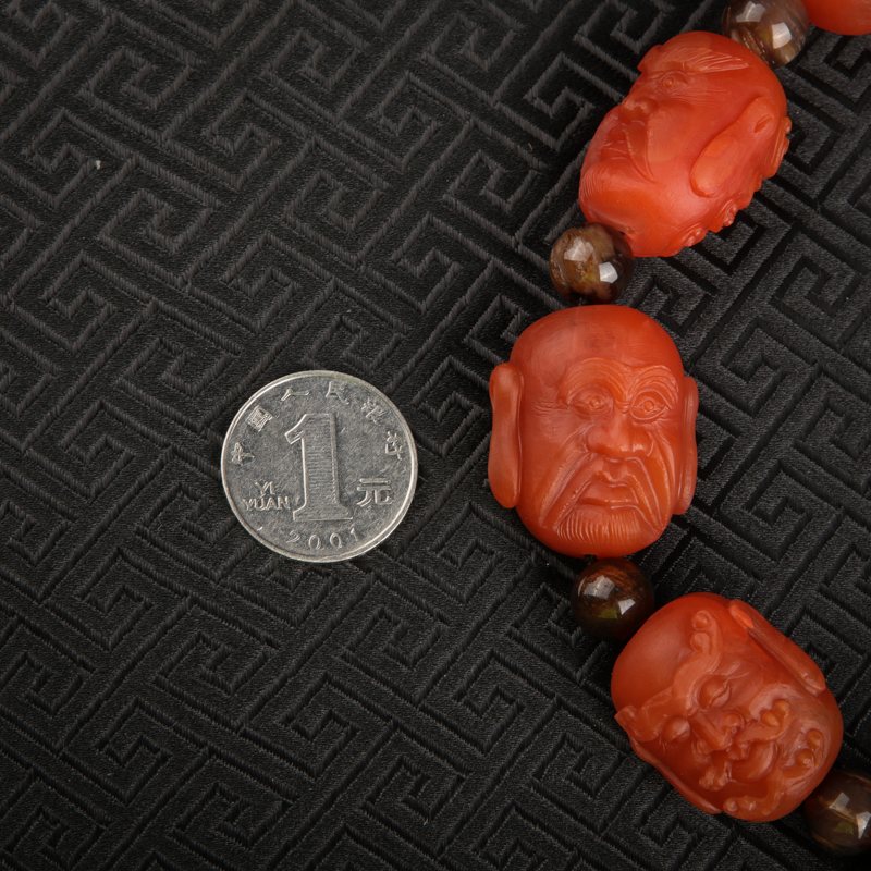 保山天然南红罗汉头手把件-红掌柜