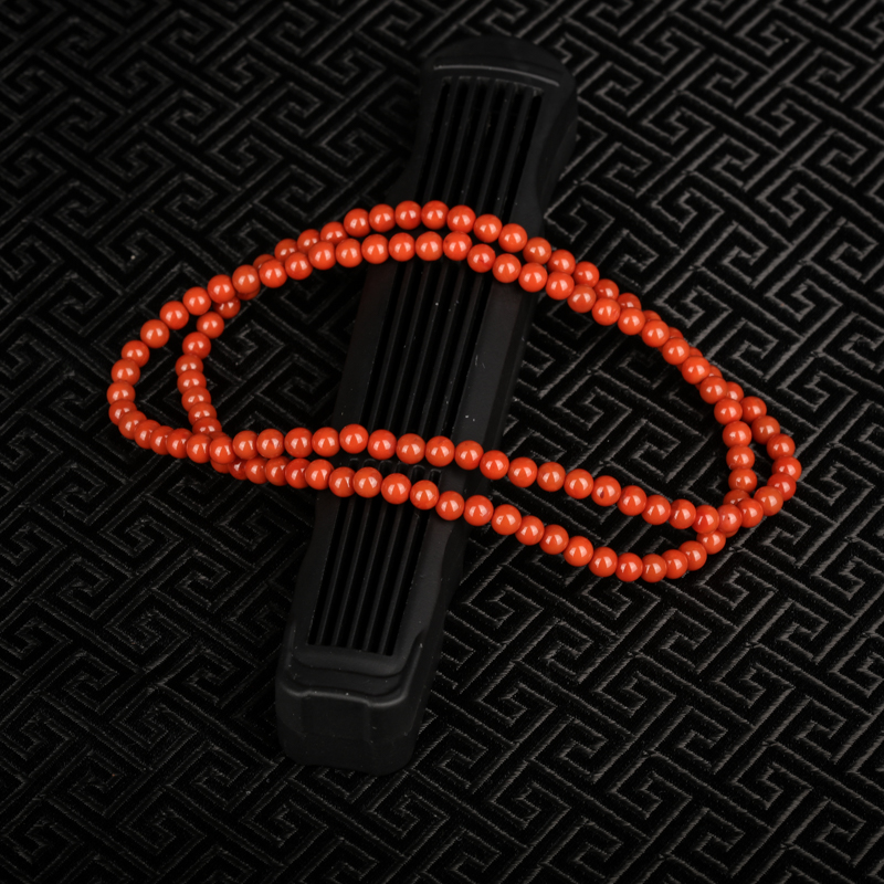 天然柿子红南红多圈手串-红掌柜