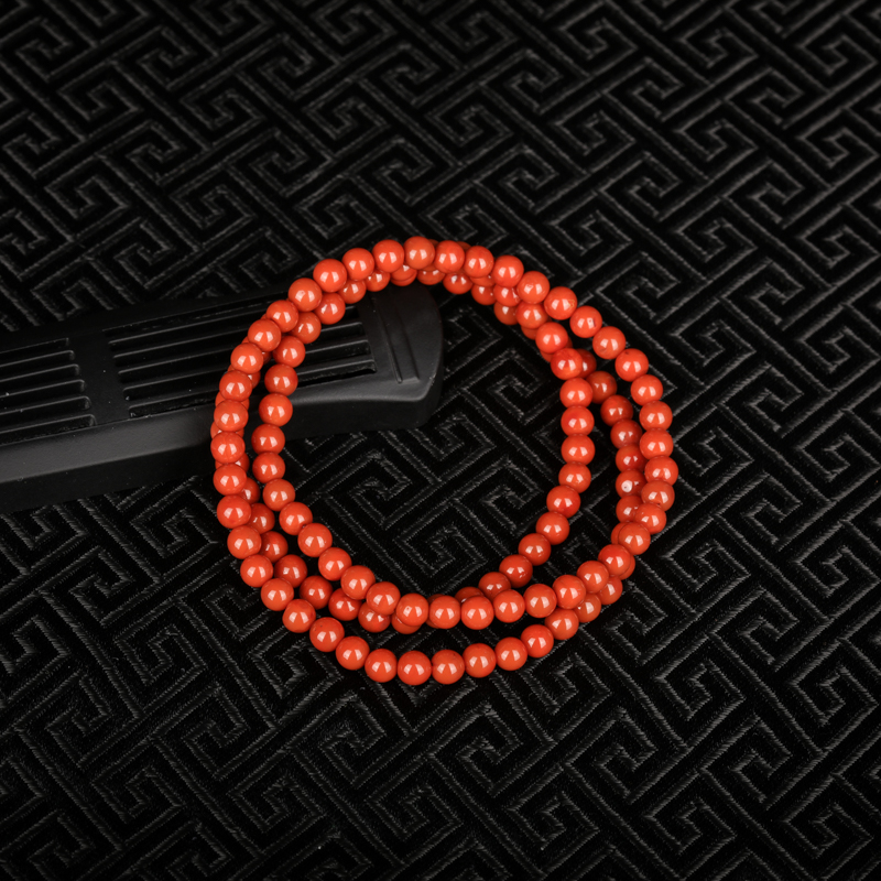 4.8mm柿子红南红多圈手串-红掌柜