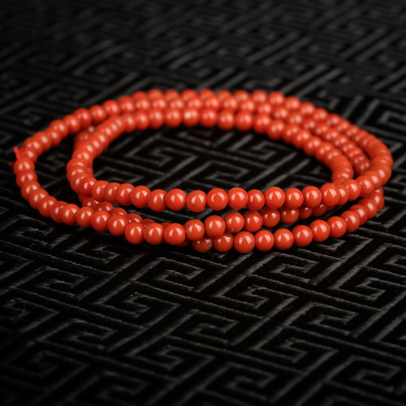 四川柿子红南红多圈手串-红掌柜