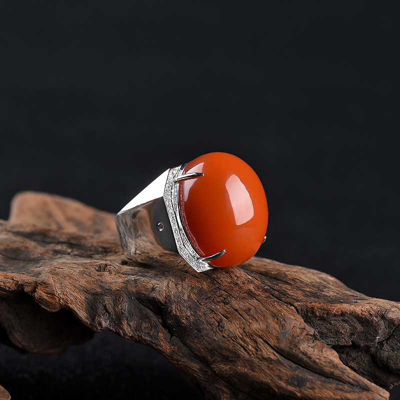 柿子红南红戒指-红掌柜