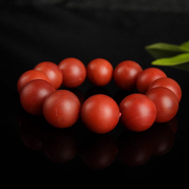 保山天然南红单圈手串-红掌柜