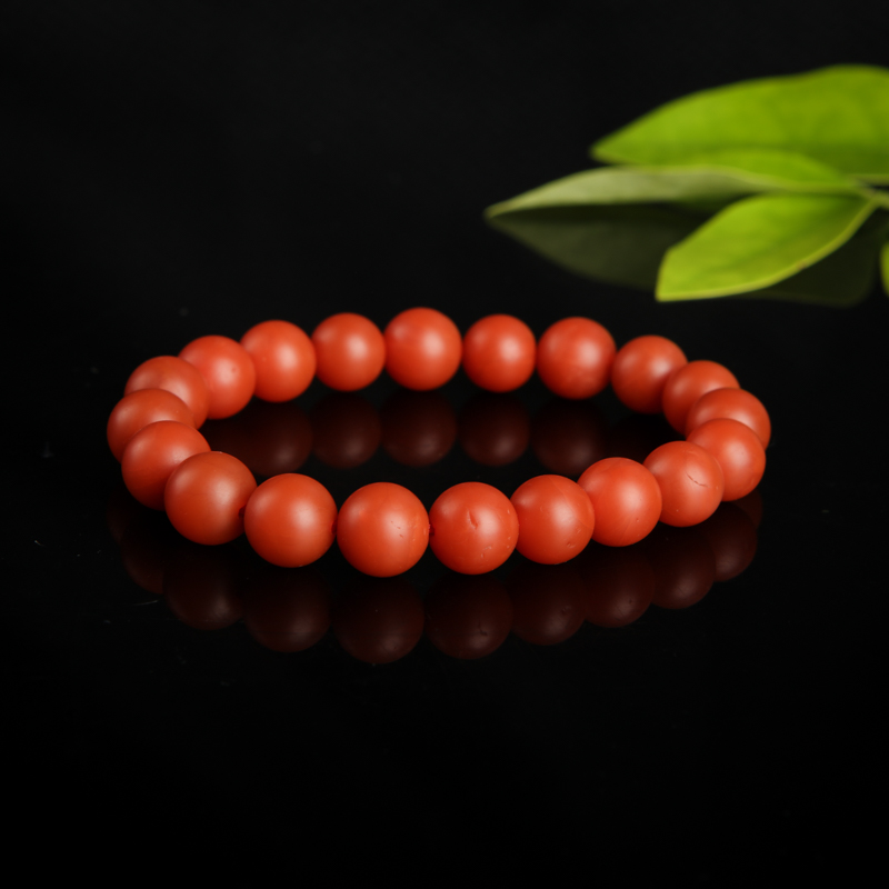 保山天然南红单圈手串-红掌柜