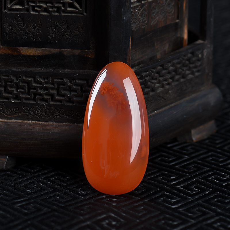 川料天然冰飘南红随形吊坠-红掌柜