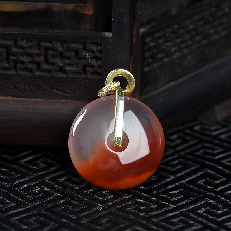 川料天然南红平安扣吊坠-红掌柜