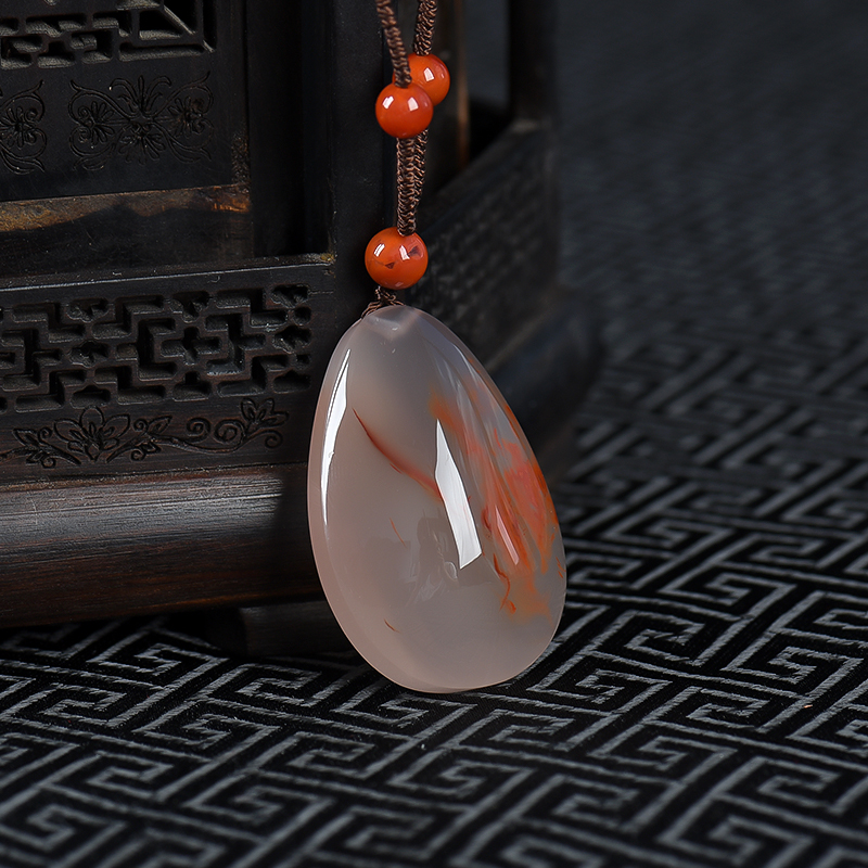 天然冰飘南红随形吊坠-红掌柜