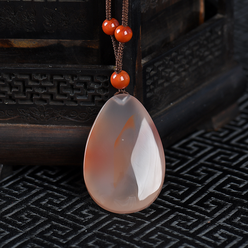 川料冰飘南红随形吊坠-红掌柜