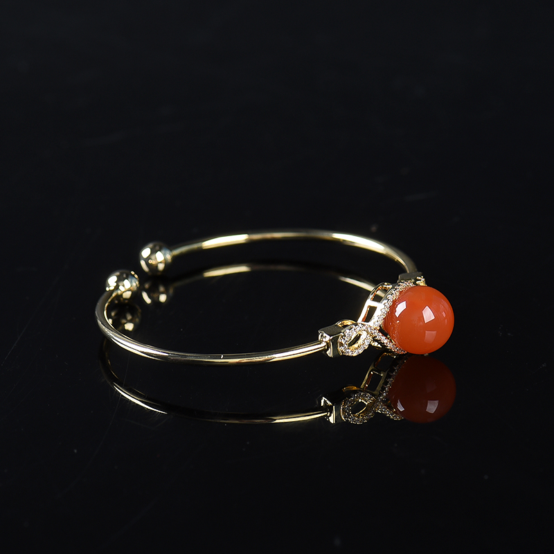 川料天然南红圆珠手镯-红掌柜