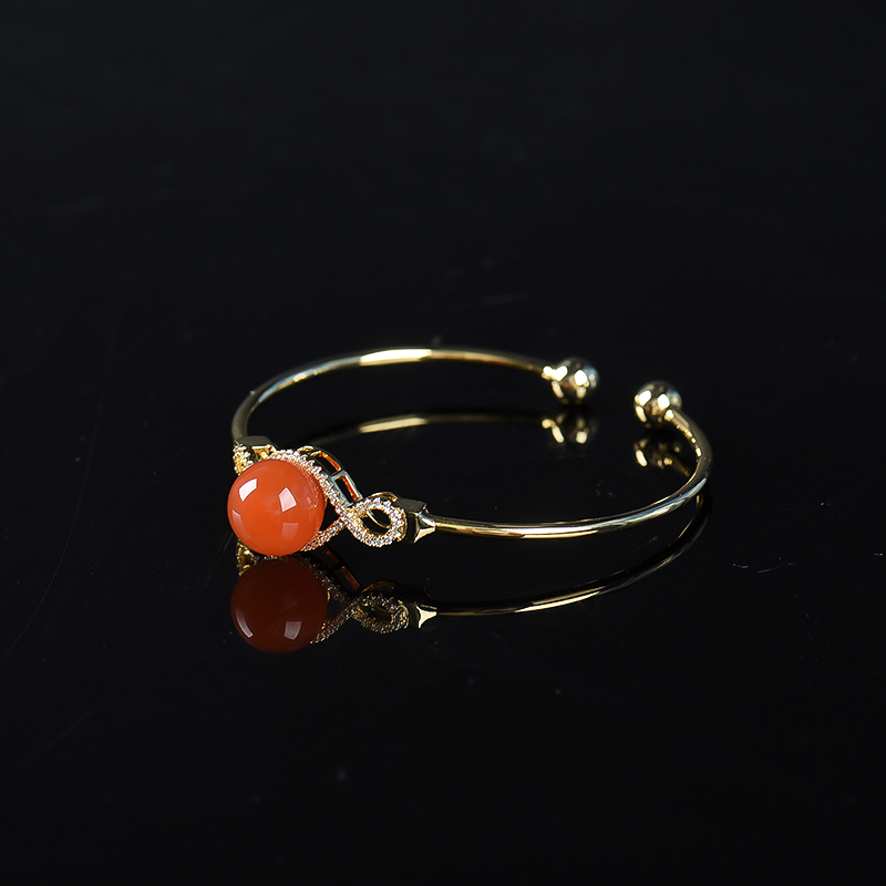 川料天然樱桃红南红手镯-红掌柜