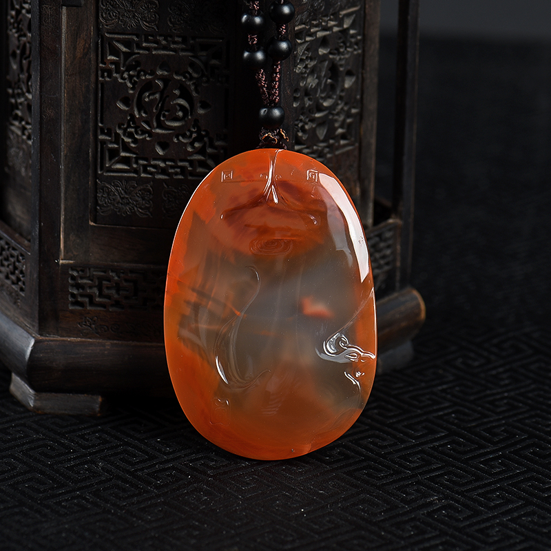 川料天然南红花开见佛吊坠-红掌柜