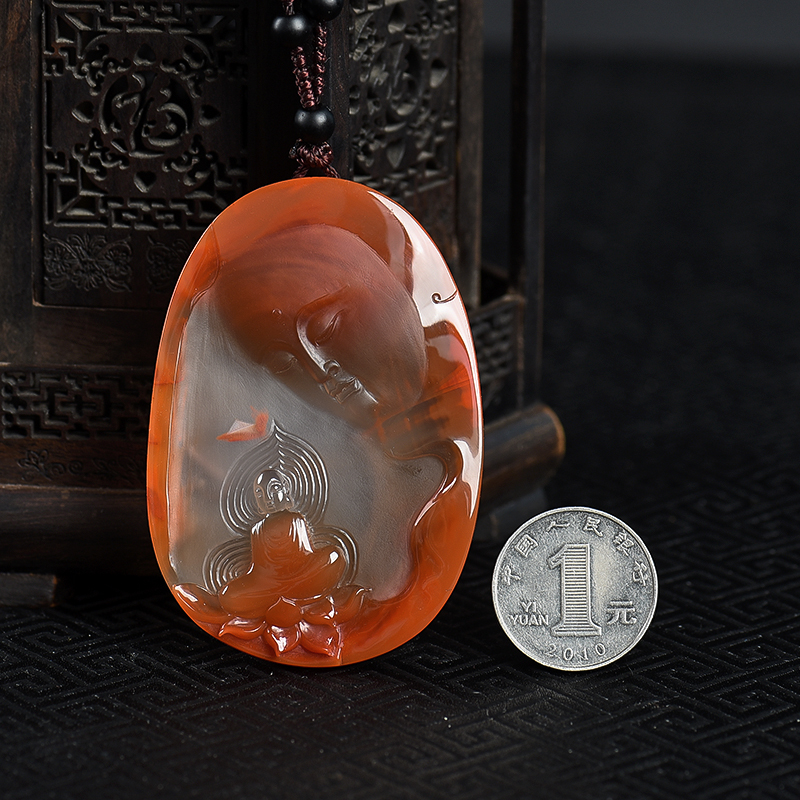 天然冰飘料南红吊坠-红掌柜