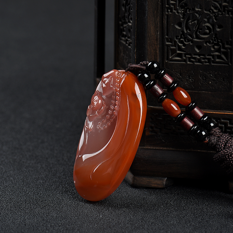 冰飘料南红花开见佛挂坠-红掌柜