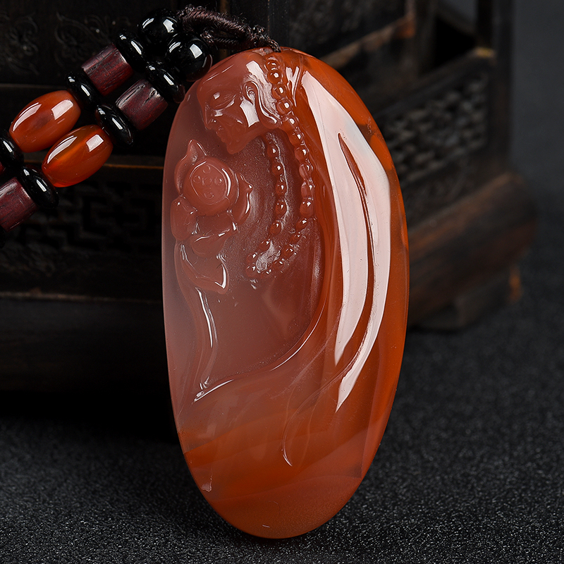 南红花开见佛吊坠-红掌柜