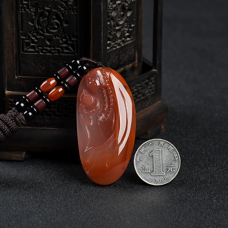 四川凉山南红花开见佛吊坠-红掌柜