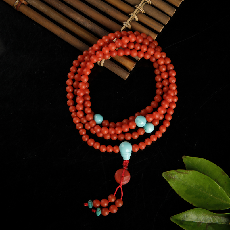 柿子红南红108佛珠-红掌柜