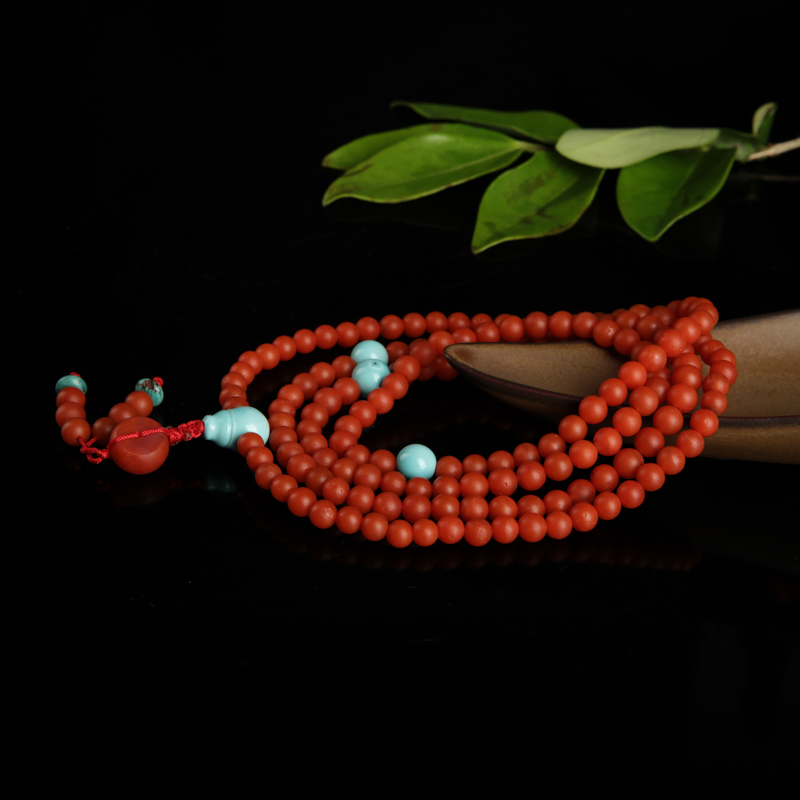 保山柿子红南红108佛珠-红掌柜