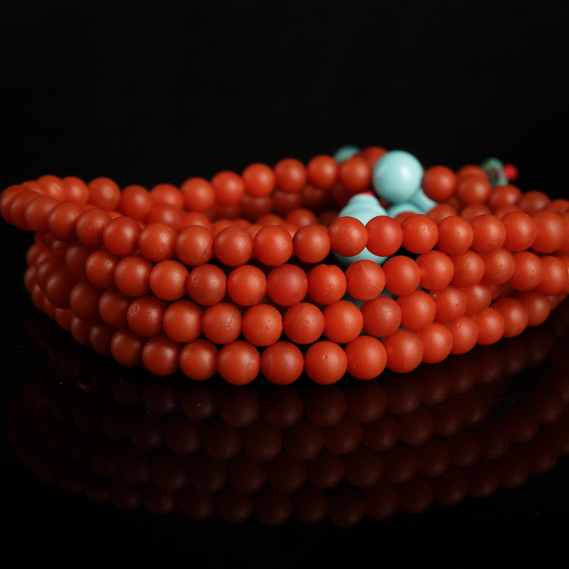 云南保山南红108佛珠-红掌柜