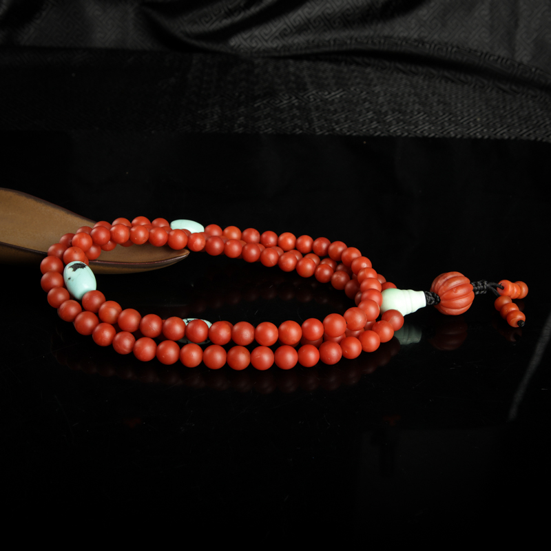 柿子红南红108佛珠-红掌柜