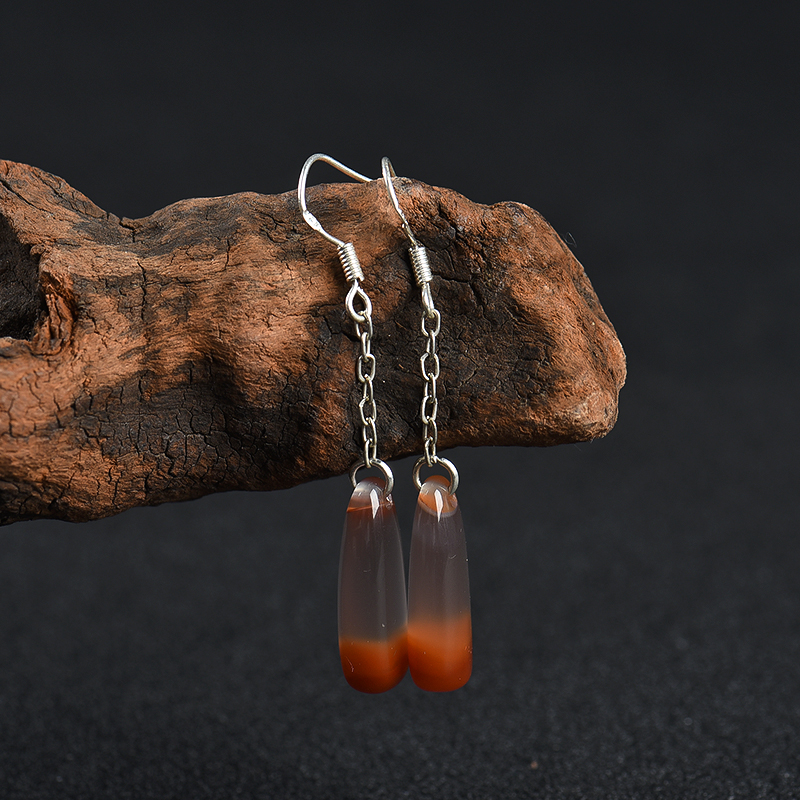 川料天然樱桃红南红耳坠-红掌柜