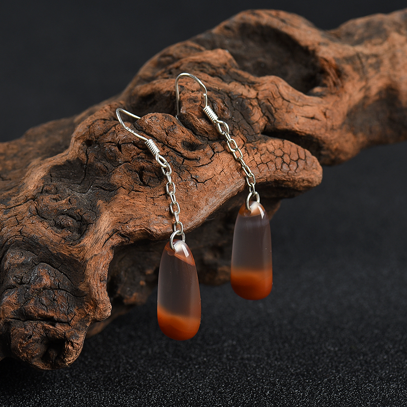 银镶天然樱桃红南红耳坠-红掌柜