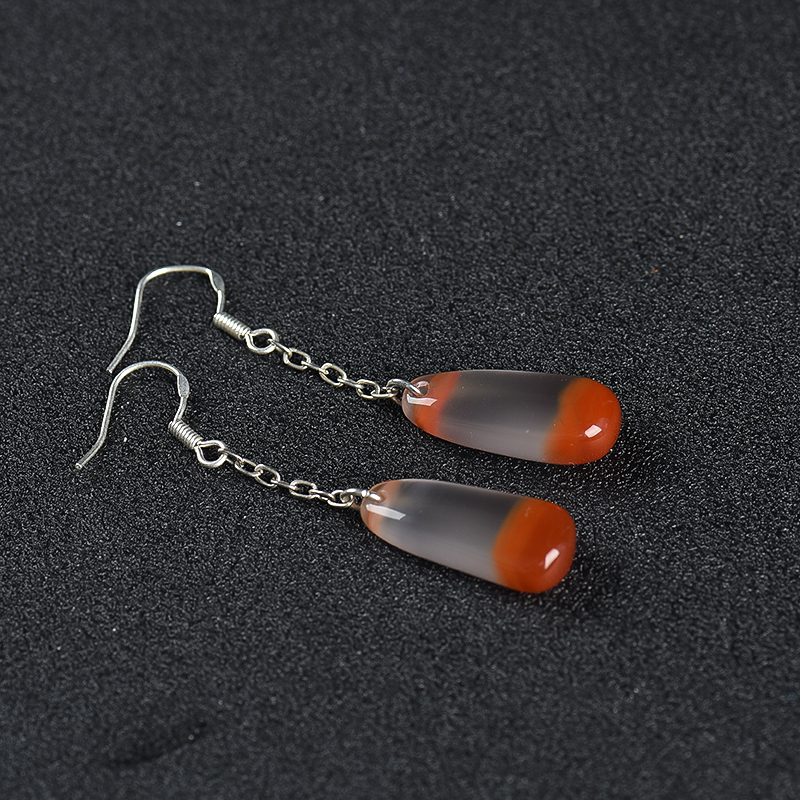 银镶川料樱桃红南红耳坠-红掌柜