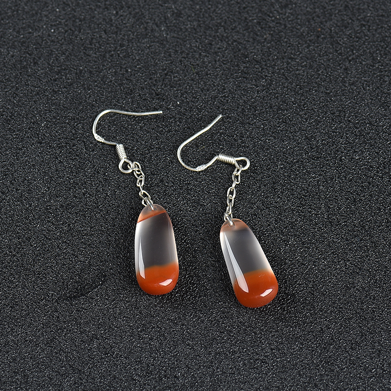 银镶川料天然南红耳坠-红掌柜