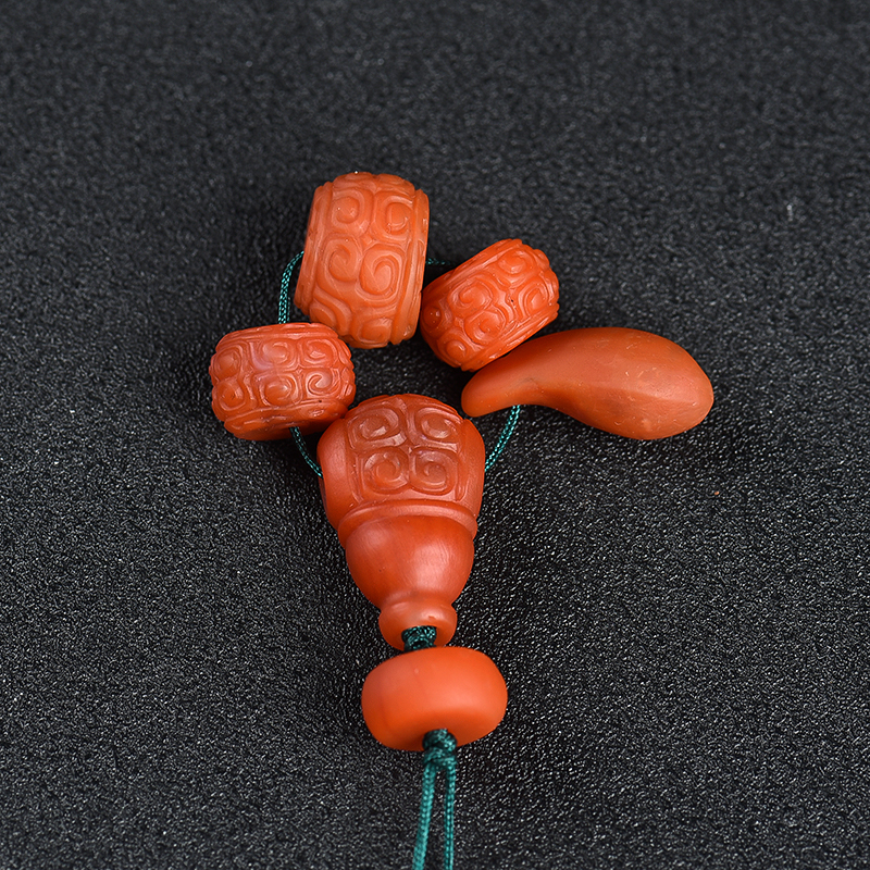 川料天然南红回纹珠配件-红掌柜