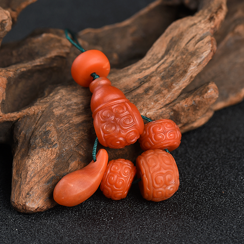 川料天然柿子红南红配件-红掌柜