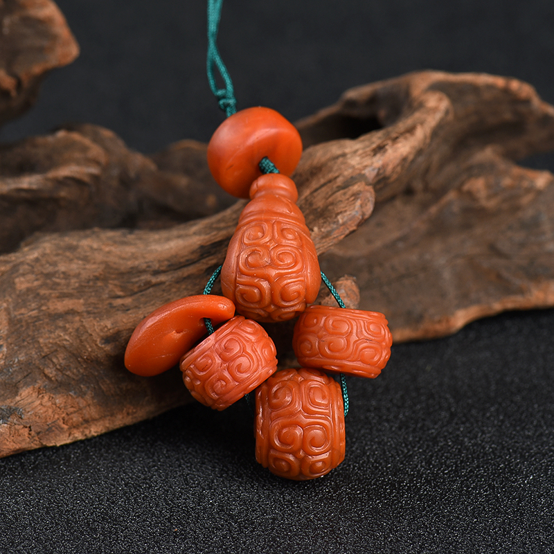 川料天然柿子红南红配件-红掌柜