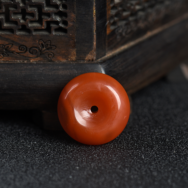 川料天然南红平安扣吊坠-红掌柜