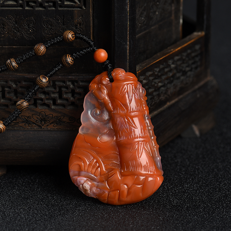 冰飘料南红节节高吊坠-红掌柜