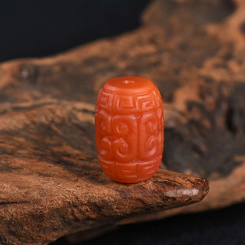 川料天然南红回纹桶珠-红掌柜