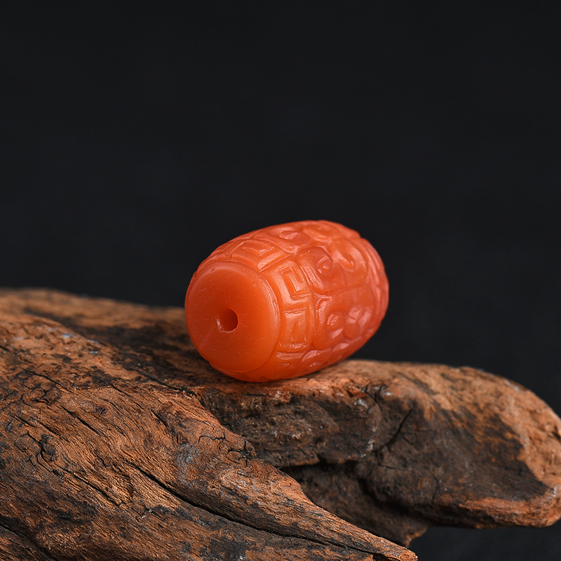 川料天然柿子红南红桶珠-红掌柜