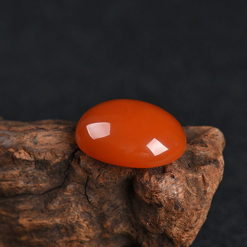 川料樱桃红南红戒面-红掌柜