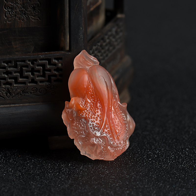 天然冰飘南红百财吊坠-红掌柜