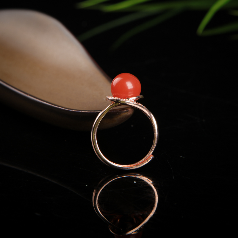 四川樱桃红南红戒指-红掌柜
