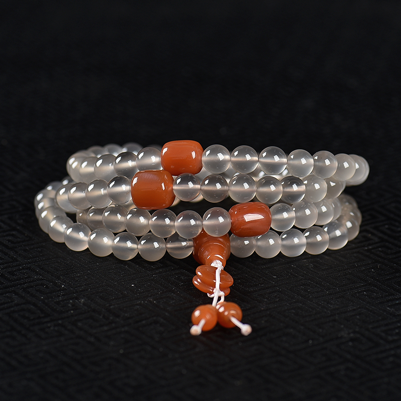 保山天然冻料南红108佛珠-红掌柜