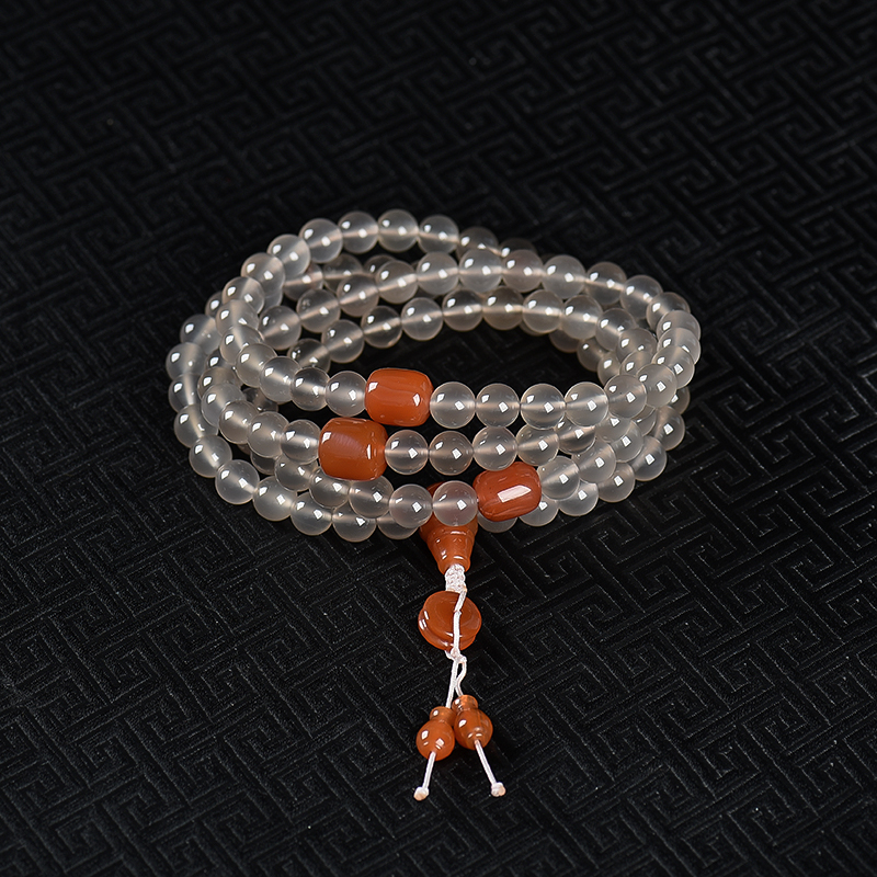 天然冻料南红108佛珠-红掌柜