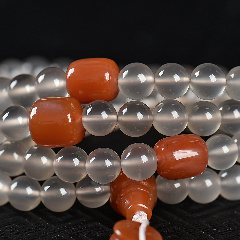 保山冻料南红108佛珠-红掌柜