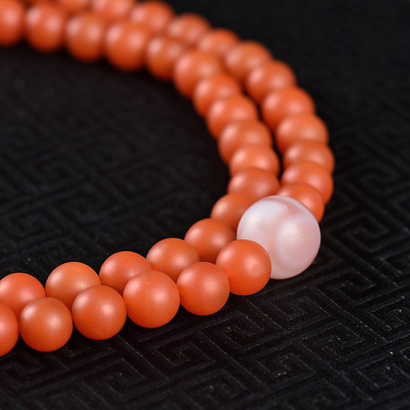 保山樱桃红南红108佛珠-红掌柜