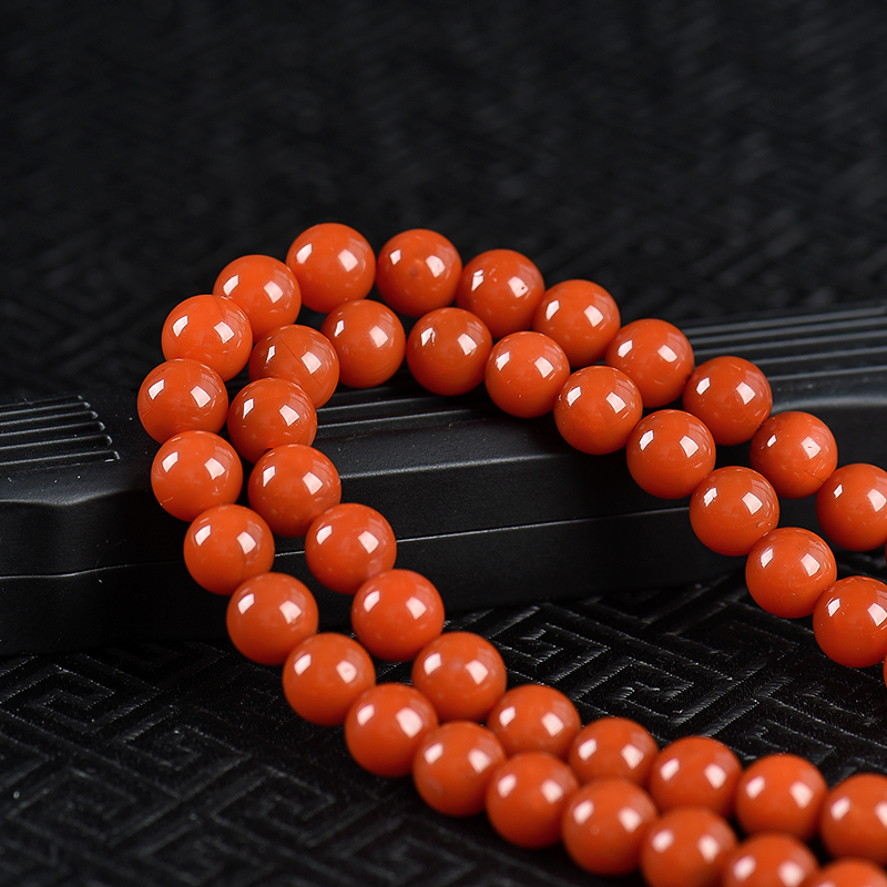 樱桃红南红108佛珠-红掌柜