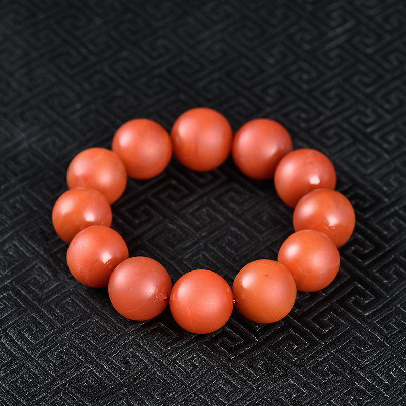 天然樱桃红南红单圈手串-红掌柜