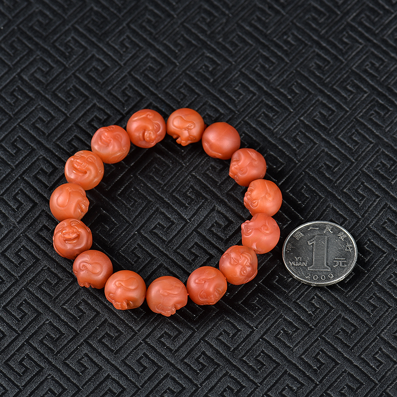 樱桃红南红佛头手串-红掌柜