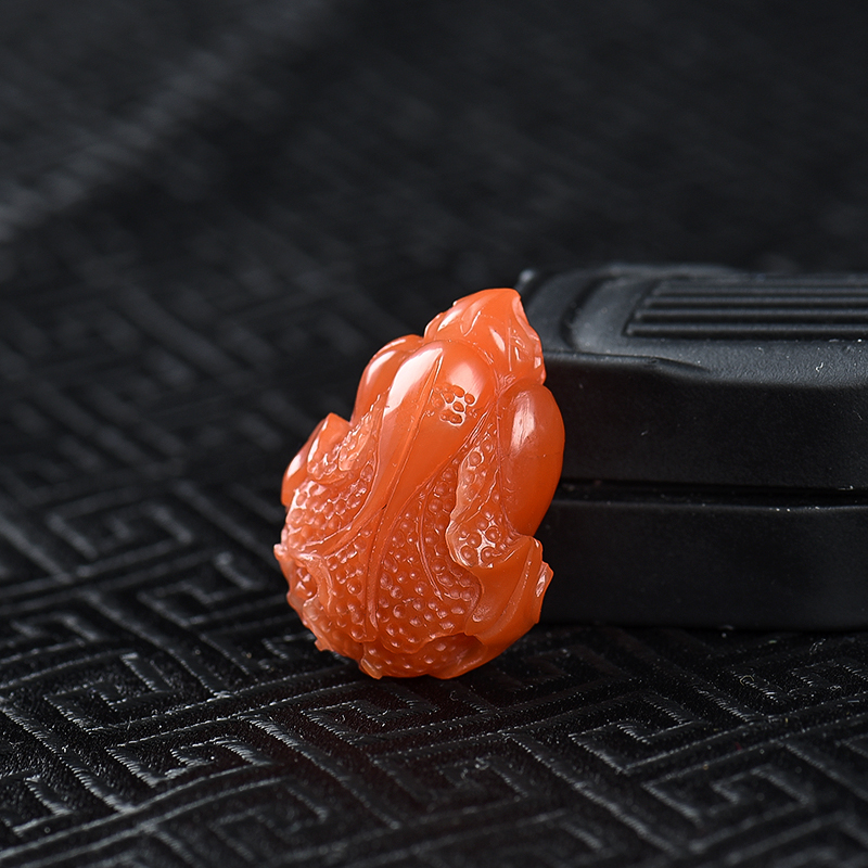 保山樱桃红南红百财吊坠-红掌柜