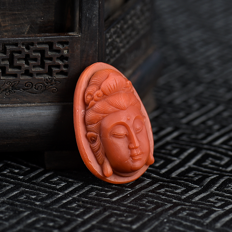 天然锦红南红观音吊坠-红掌柜