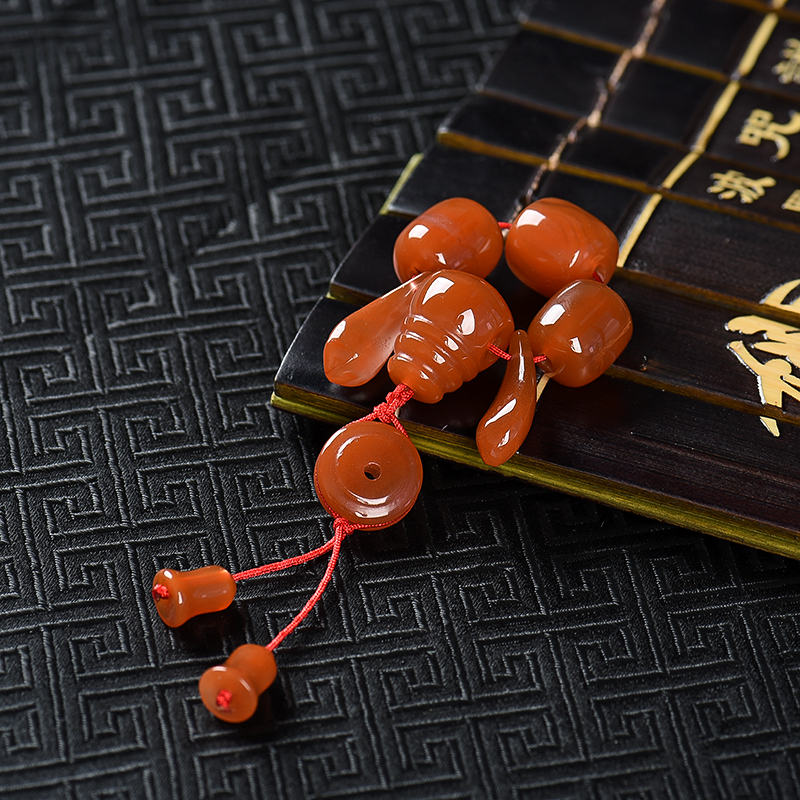 川料玫瑰红南红配件一套-红掌柜